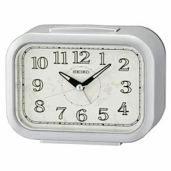 Seiko Kinzo White Alarm Clock Table Decor