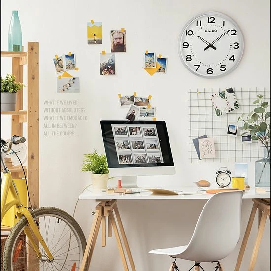 Seiko 20" Ultra-Modern Silver-Tone Wall Clock 7 Seiko 20" Ultra-Modern Silver-Tone Wall Clock - Image 5