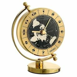 Seiko Gold Tone Globe Clock
