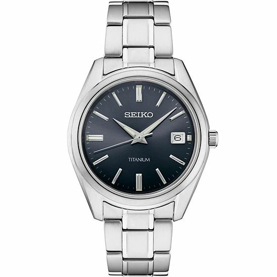 Seiko Men's Essential Titanium Watch Silver Black 6 Seiko Men's Essential Titanium Watch Silver Black - Image 4