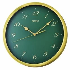Seiko Saito Green Jewel Tone Wall Clock