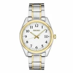 Seiko Men's Essential Two Tone Stainless Steel White Dial Watch - SUR460