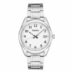 Seiko Men's Essential Stainless Steel White Dial Watch - SUR459