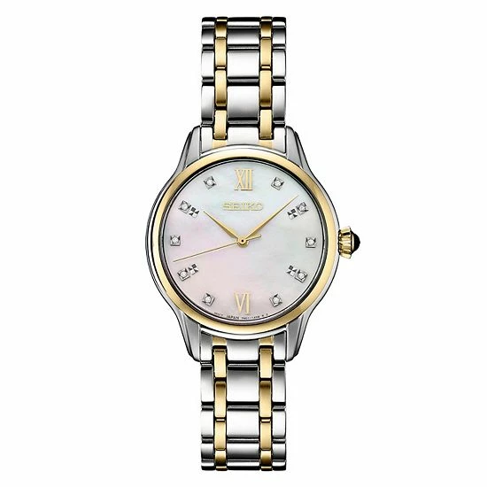 Seiko Women's Diamond Two Tone Stainless Steel Mother-of-Pearl Dial Watch - SRZ540 3 Seiko Women's Diamond Two Tone Stainless Steel Mother-of-Pearl Dial Watch - SRZ540