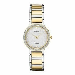 Seiko Women's Crystal Accent & Glitter Two Tone Solar Watch - SUP434