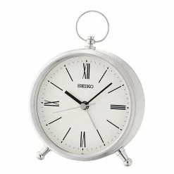 Seiko Ming Silver Finish Alarm Clock Table Decor