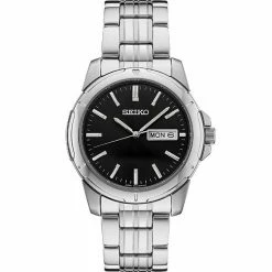 Seiko Men's Essential Stainless Steel Black Dial Watch - SUR355