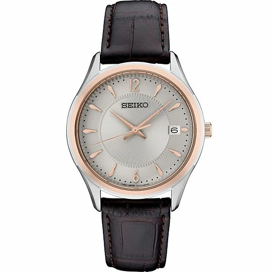 Seiko Men's Essential Silver Dial Brown Leather Watch - SUR422 3 Seiko Men's Essential Silver Dial Brown Leather Watch - SUR422
